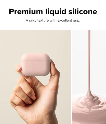 Image of Ringke Silicone for AirPods Pro 3 Case with Carabiner [Soft Premium Liquid Silicone] Slim Oil & Smudge Resistant Shockproof Protective Cover - Pink Sand