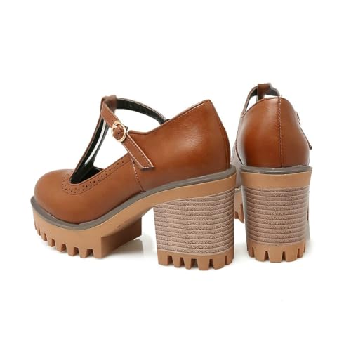Alsoloveu Women T Strap Mary Jane Chunky Heel Platform Oxford Shoes Block Heel2