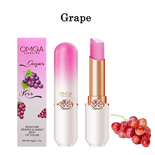 Bestland 6 Pcs/Set Peach Aloe Vera Strawberry Blueberry Avocado Grape Jelly Lipstick Set Temperature Change Moisturizer Flower Lip Stick Long Lasting Nutritious Lip Balm Magic Color Change Lip Gloss thumb #4
