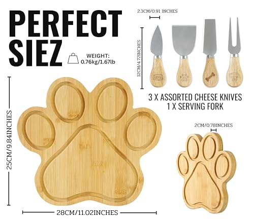 Tabla de cortar con forma de pata de perro de bambú miniatura 3