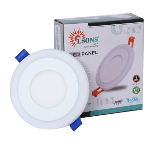 Image of 3+3W Round LED Panel Light (White + PGB Multicolor) | Slim Recessed Ceiling Light | Flicker Free | PF 0.90 | 90-300V AC | 1 Year Warranty | Made in India
