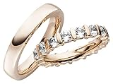 JC Trauringe Silber 925 Paarpreis Eheringe Rotgold Plattiert I Verlobungsringe breit 4,0 mm I Partnerringe mit Gravur in edler Schatulle I 2 Hochzeitsringe Herrenring & Damenring mit Steinen I LC114-P