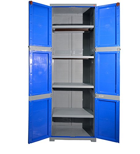 Image of Cello Novelty Large Plastic Cupboard with lock(Blue and Grey)