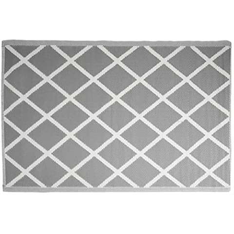 idooka 120cm x 180cm Grey Diamond Outdoor Rugs For Patios Waterproof - Outdoor Rugs For Garden & Picnic Blanket - Garden Rugs Outdoor Waterproof Large - Outdoor Mats For Patio, Plastic Outdoor Rug Cover