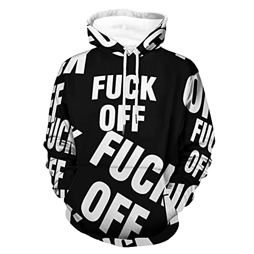 BAIKUTOUAN Fuck-Off Printed Hoodies Pullover Casual Sweatshirt Hooded With Pockets