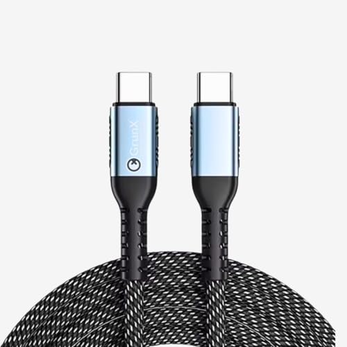 Image of Bat-Man 100W Type C to Type C Charging and Data Transfer Cable | Compatible with iPhone, iPad, Samsung Galaxy, OnePlus, Mi, Oppo, Vivo | Super Durable Texture Braided (1 Meter)