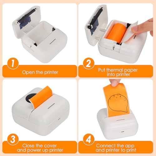 Image of HuiJuKeJi 12 Rolls Mini Printer Sticker Paper Self Adhesive 57x25mm 12 Rolls Color Paper for Inkless Portable Bluetooth Printer for Printing Photos, Notes