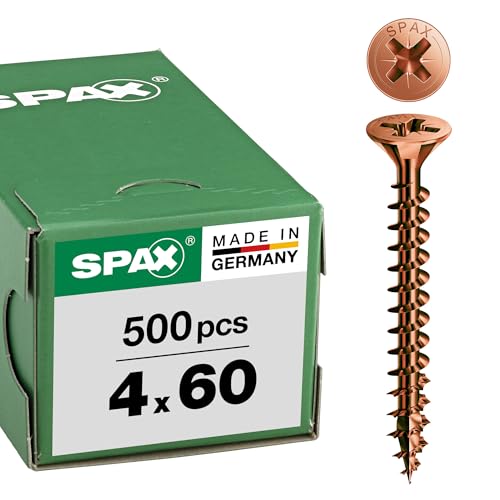 SPAX Universalschraube, 4,0 x 60 mm, 500 Stück, Kreuzschlitz Z2, Senkkopf, Teilgewinde, 4CUT, Brüniert C1A, 1081140400605