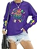 Mardi Gras Sweatshirts for Women Fat Tuesday Sweatshirt New Orleans Carnival Party Mask Graphic Tops #4