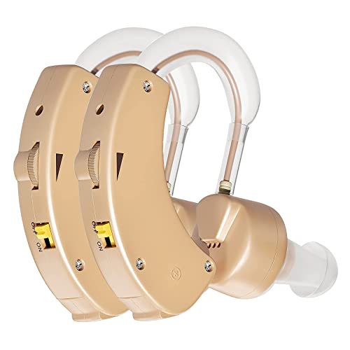 Jeohu Hearing Aids BTE Behind the Ear,Hearing Amplifier for Seniors,Mini Size Sound Enhancer for Mild to Moderate Deafness(Pack of 2)
