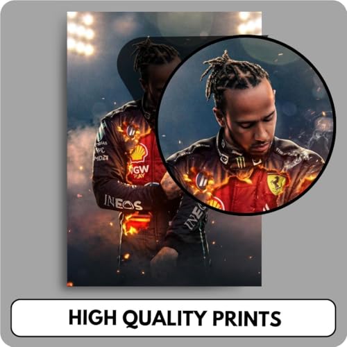 Image of auraposter Lewis Hamilton Poster (Set of 40) | Formula 1 Posters (15 x10 cm) | Mercedes F1 Poster Ferrari F1 for Wall, Bedroom, Living room | Formula One Posters | Glue Dots Included