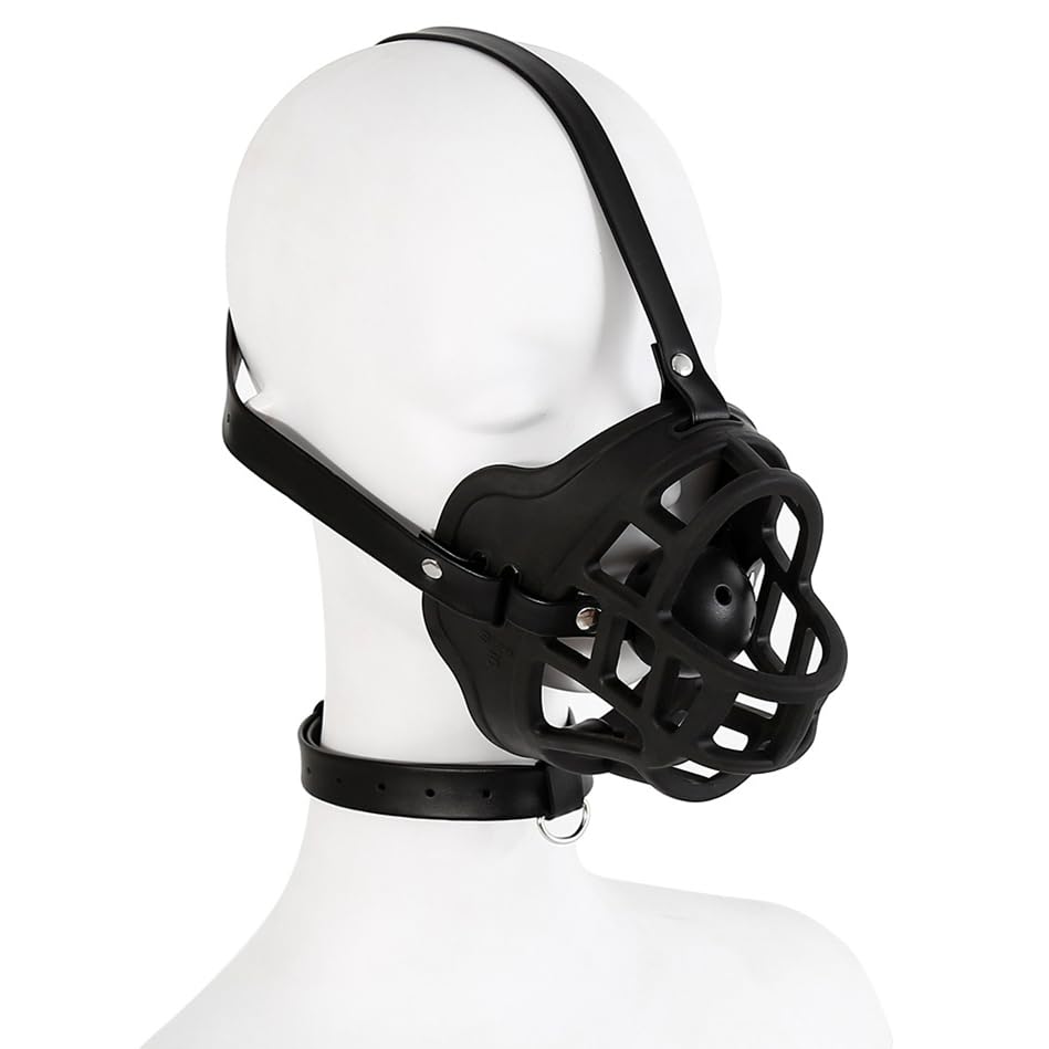 BDSM Open Mouth Gag Dog Muzzle Ball Gag SM Adjustable Open Mouth Ball Gag Fetish Head Harness for Men Women Adults Bondage Restraints Sex Play, Erotic Sex Toy for Couples Flirt Slave Roleplay