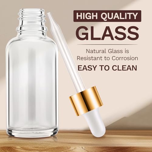 Bumobum 5 Pcs, 1 oz Dropper Bottle Clear Eye Dropper Bottles with 2 Droppers, 1 Funnel, 1 Pipette & 8 Labels, 30 ml Tincture Bottles with Dropper for Essential Hair Oils Serums Body Cuticle Oils4