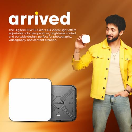 Image of Digitek (LED-D11W) Mini 11W Bi-Color LED Video Light with 120 Beam Angle, 2000mAh Battery, Brightness Adjustment, 2500K-9900K, Type-C Charging, 1 /4 inch Mount, 40 LEDs Bulbs, for Vlogs & Live Streaming