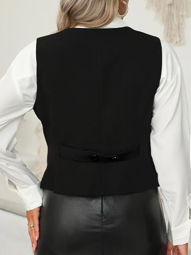 HDZIYU Women's Plus Size Elegant Sleeveless Vest - Solid Color V-Neck Woven Tank Top2