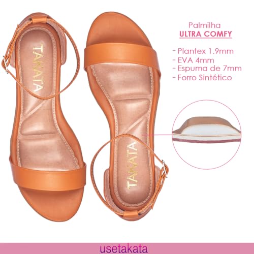 Sandalia Feminia Salto Baixo Grosso Bloco Confort Confortavel - A3.25 (Caramelo, BR, Adulto, Numéric