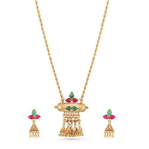Image of Rubans Necklace Set Gold Plated Traditional Stylish Jewellery Gift for Women & Girls