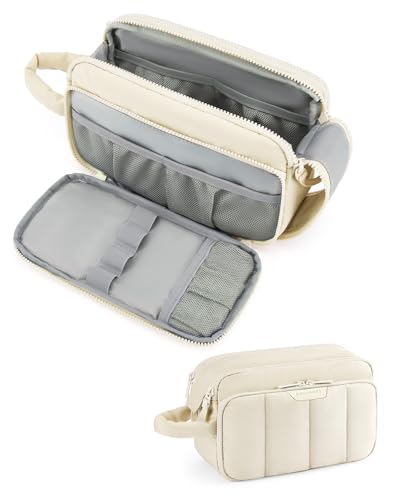 BAGSMART Travel Makeup Organizer Bag for Women (Beige)