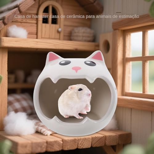 Casa De Cerâmica Para Hamsters | Cabana De Repouso Para Chinchila - Cama Em Forma De Gato Para Gerbi