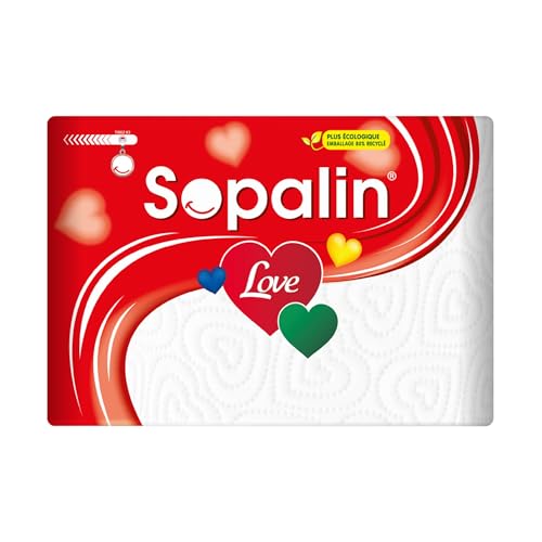 SOPALIN Love – 3 Rouleaux de Essuie-tout cuisine, Décoré, Texture