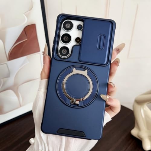 Protection Galaxy A14 magnétique avec cache caméra coulissant et coque antichoc marine