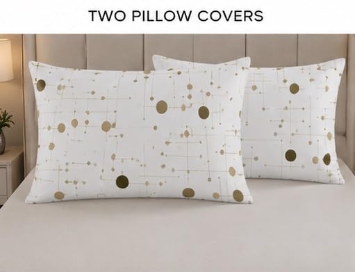 Image of Luxury Glace Cotton King Size Bedsheet with 2 Pillow Covers (108 x 108 Inch) | Soft & Breathable Fabric | Elegant Print Bed Sheet 3 Pc Bedding Set for Bedroom - White Dot