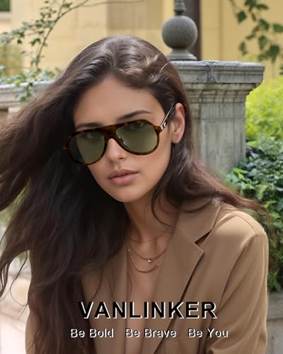 VANLINKER Retro Oversized Polarized Aviator Sunglasses for Women Men Vintage 70s Big Square Aviators VL98512