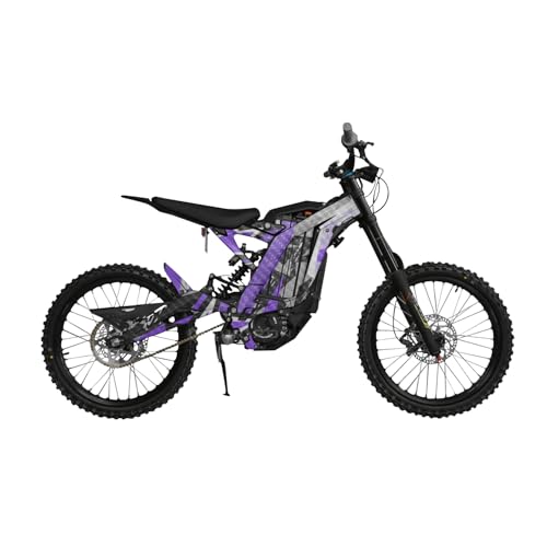 Image of Carbon Fiber Surron Light Bee Graphics Kit Wrap - Grunge Star Purple - Sur-Ron Skin - Premium 3M Vinyl Protective Wrap Decal Cover - Easy to Apply | Crafted in The USA by MightySkins