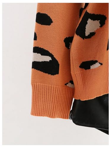 Image of WDIRARA Women's Leopard Tiger Print Cardigan V Neck Long Sleeve Color Block Button Down Sweater Outwear