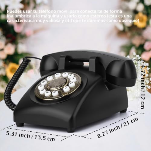 Miniatura 6 de Festring Libro De Visitas De Audio Para Boda, Libro De Visitas De Audio Con Estilo Vintage, Teléfono De Grabación De Correo De Voz Para Bodas, Compromisos, Celebraciones, Cumpleaños, Fiestas Negro
