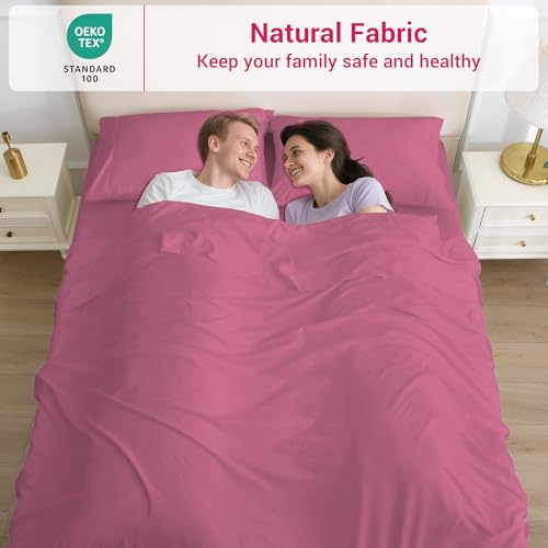 Image of Softan Microfiber Full Sheet Set with Non-Slip Corner Straps, Hot Pink | 15 inch Deep Pocket Fitted Bed Sheets, Double Brushed Microfiber, Cozy Sheets & Pillowcase for All Season