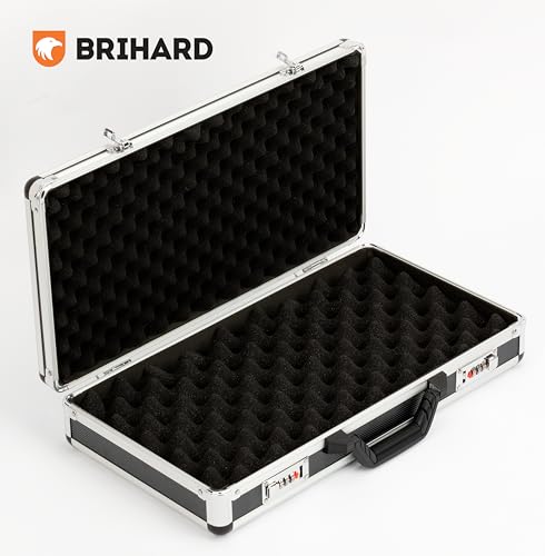 Brihard Pistol Extra Strong Case Mit Zwei Zahlenschlössern, Tragbarer Waffenkoffer mit Alurahmen, sichere Aufbewahrung, Schaumstoffgedämpft, Extrem Sichere Tragebox für Waffen, Munition und Zubehör