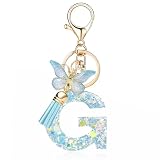 OKAICEN Fashion Alphabet Initial Letter Keychains for Women Butterfly Pendant Key Ring for Wallet Backpack bag charm('G')