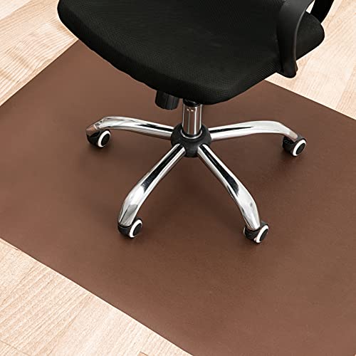 Office Chair Mat Brown, Non-Curve Under Computer Desk Pad for Hardwood Floor and Heavy Appliance, Anti-Slip 47x35x.07 Rectangular Floor Protector, Not Suitable for Carpets