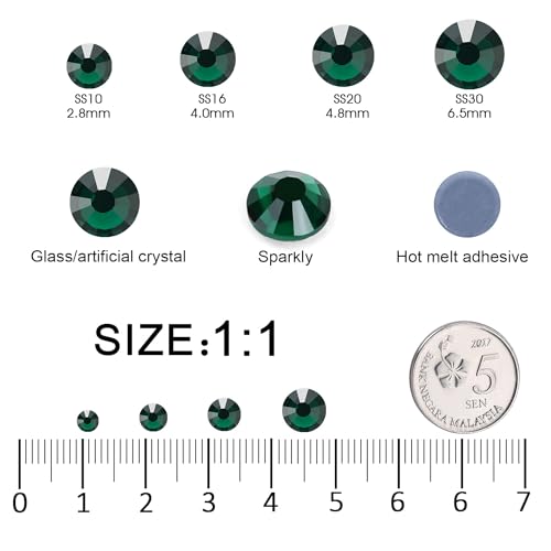 Image of Hotfix Rhinestones Bulk, 14400PCS Malachite Green Hot Fix Rhinestones for Clothes DIY Decoration Crafts, Malachite Green, SS16, 3.8-4.0mm