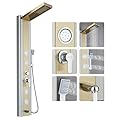 Ivanees 55 in. 4-Jet Stainless Steel Brushed Gold Shower Panel System Fixed Rainfall Shower Head, Tub Spout & Handheld Shower, Jet Massage