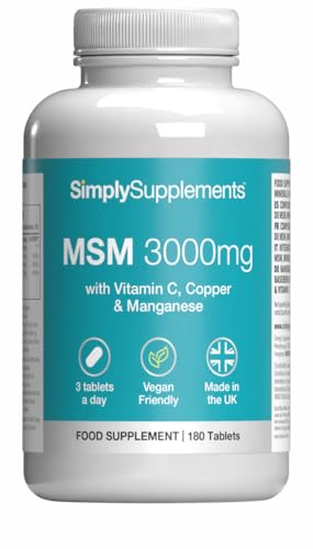 MSM 3 000mg | with Added Vitamin C | Supports Healthy Joints Skin and Immune Function | Vegan & Vegetarian Friendly | Made in The UK