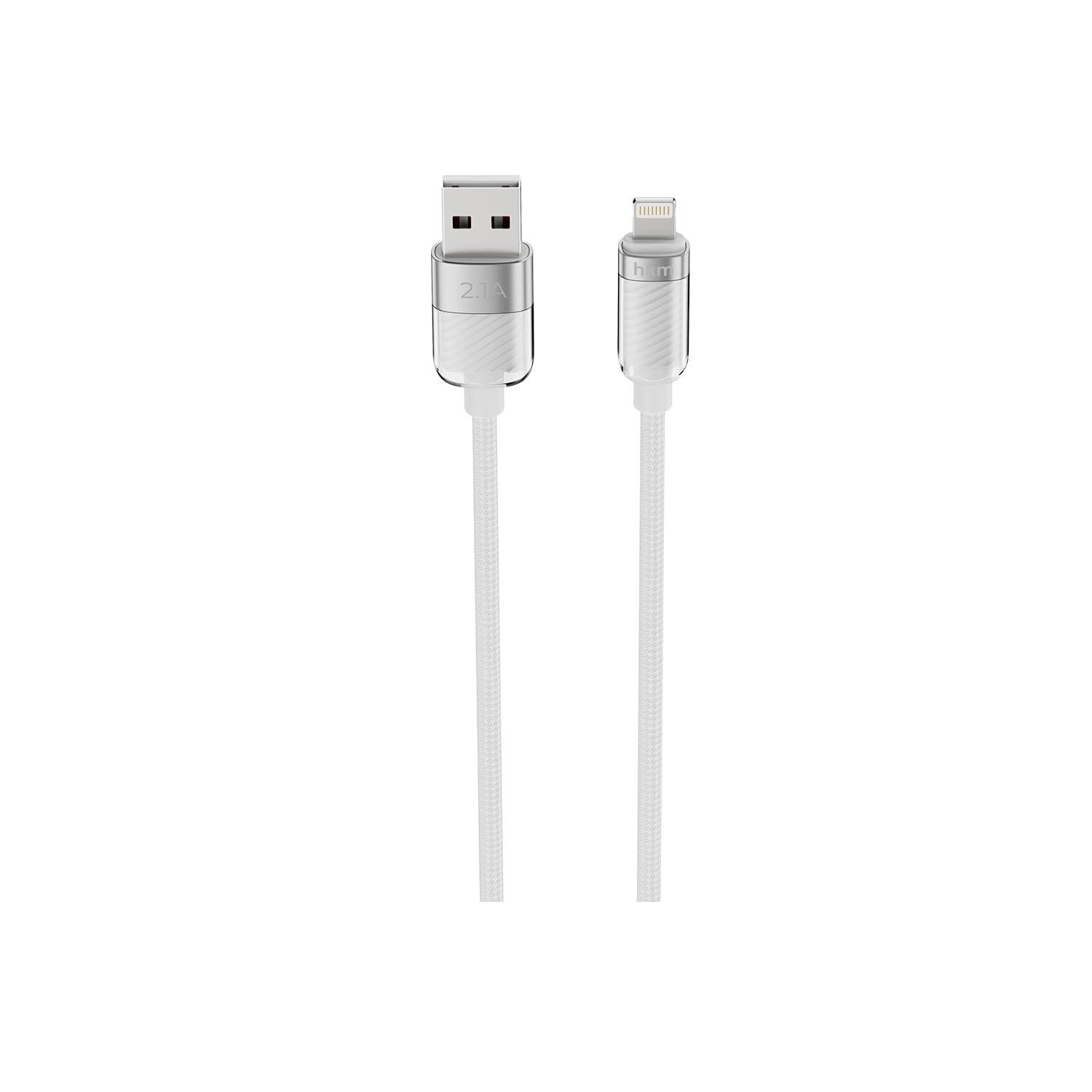 hkm tech KNIT GLAM 2.1A hızlı şarj destekli, USB-A to Lightning Şarj ve Data Aktarım Kablosu, 1 metre, Beyaz