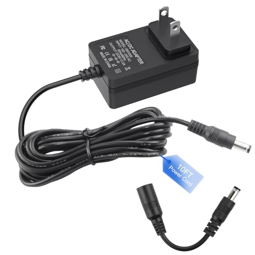 9V DC Power Supply 9Volt 2Amp AC Adapter 100-240V 50/60Hz to DC 9V Power Cord 10FT,5.5x2.5mm Plug with 1 Reverse Polarity Converter Cable Compatible with Electronic Devices Below 2A 18W