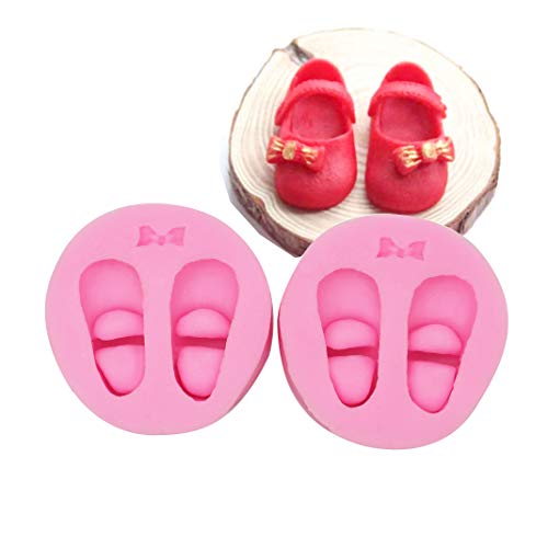HengKe Lot de 2 moules de cuisson 3D en forme de chaussure de bébé pour fondant, pâte fimo, savon, glaçage, décoration sculptée, fleur royale, dentelle...