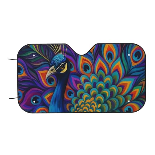 Parasol para parabrisas delantero pavo real colorido cubierta ventana coche furgonetas 70x130cm