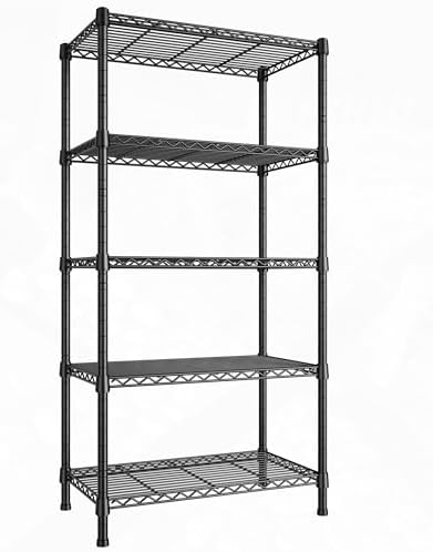 5-Tier Storage Shelves, 35.5" X 12" X 72" Height Adjustable Metal Storage Utility Rack Shelf, Black / 3 - View #3