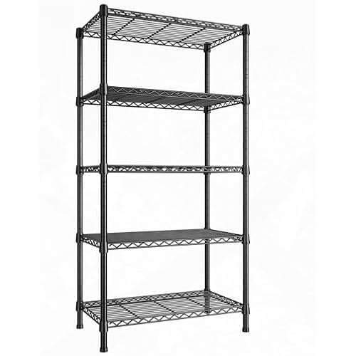 REIBII Wire Shelving Rack 5-Tier Metal Shelves for Storage Adjustable Garage Shelving Heavy Duty Storage Shelves for Storage Rack, 24" W X 14" D X 59" H