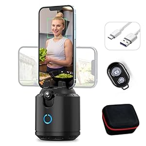 Auto Face Tracking Tripod,No App,360° Rotation Face Body Tracking Selfie Sticks 2-Axis Horizontal and Vertical Auto-Rotation Smart Shooting Phone Holder for Live Video Streaming with Travel Bag,Black