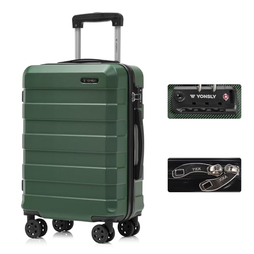 yonsly Koffer Suitcase, Trolley Reisekoffer, Rollkoffer Handgepäck mit 4 Rollen 360°, ABS Hartschalen, Sicherheitsschloss, Weicher Gummigriff, 210D-Futter