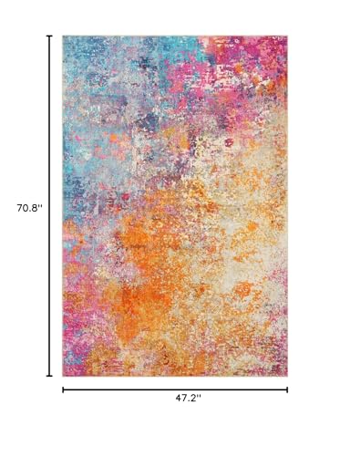 Lahome Modern Abstract Area Rug - 4x6 Colorful Living Room Rug Soft Bedroom Rug Washable Entryway Mat, Rainbow Non Slip Indoor Floor Throw Carpet for Basement Apartment Playroom Office