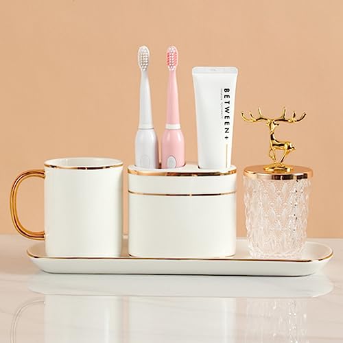 バスルームアクセサリーセット ホテル用 プレミアム セラミック 歯ブラシホルダー付き タンブラーソープディスペンサー ソープディッシュ トイレブラシセット エレガント バスルーム装飾 ギフト 新築祝い