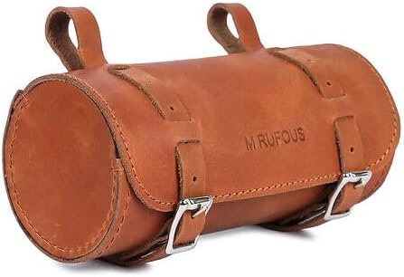Handmade Buffalo Leather Bag Saddle Panniers Tan Leather Handlebar Seat Tool Bike Bag