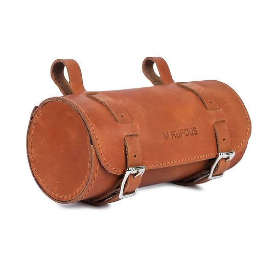 Handmade Buffalo Leather Bag Saddle Panniers Tan Leather Handlebar Seat Tool Bike Bag