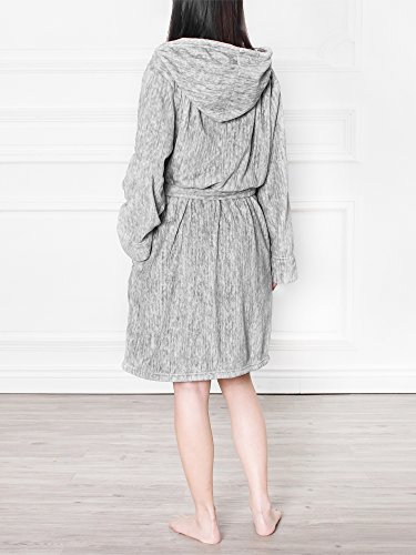 Image of PAVILIA Plush Robe for Women, Soft Fleece Short Bathrobe, Warm Lightweight Knee Length Lounge Robe with Pockets